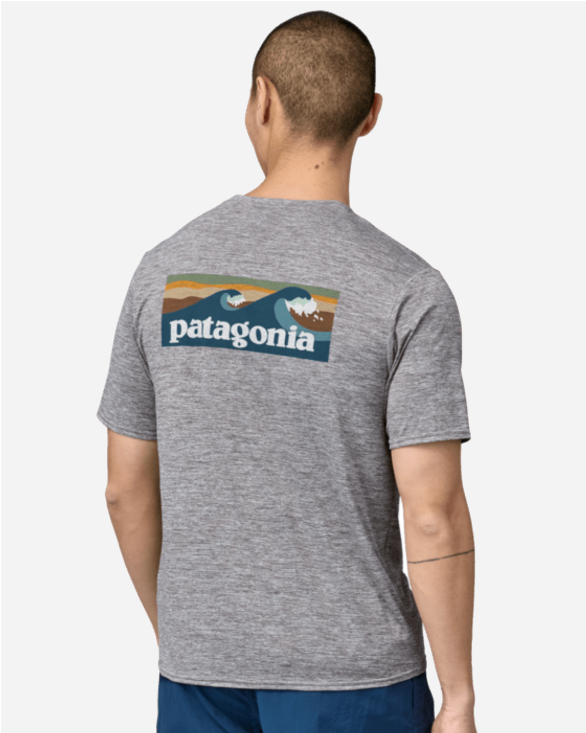 M's Cap Cool Daily Graphic Shirt - Waters - Boardshort Logo Abalone Blue / Feather Grey