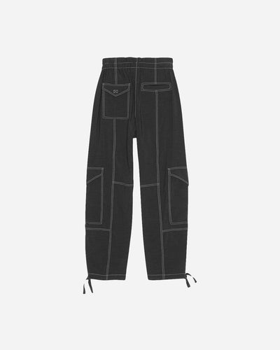 Light Slub High Waist Pocket Pants - Black - Ganni - Munkstore.dk