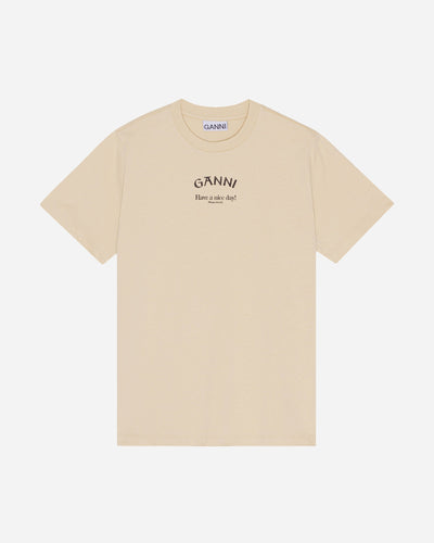 Basic Jersey Ganni Relaxed T-shirt - Pale Khaki