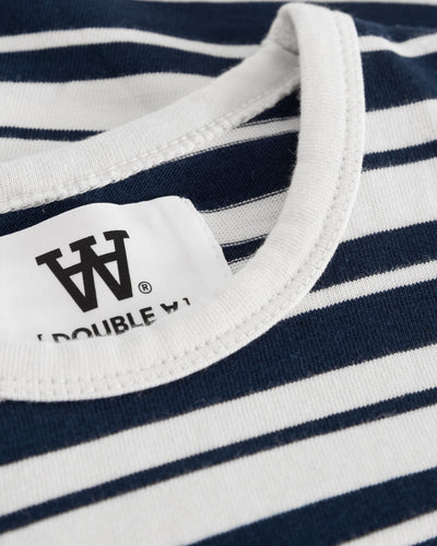 Kim Stripe Kids Long Sleeve - Off-White/Navy Stripes - WOOD WOOD - Munkstore.dk