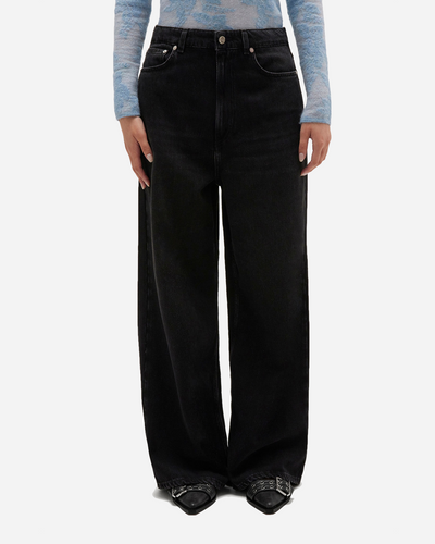 Soft Rigid Denim Baggy Jeans - Black Washed