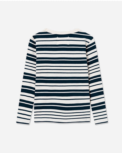 Kim Stripe Kids Long Sleeve - Off-White/Navy Stripes - WOOD WOOD - Munkstore.dk