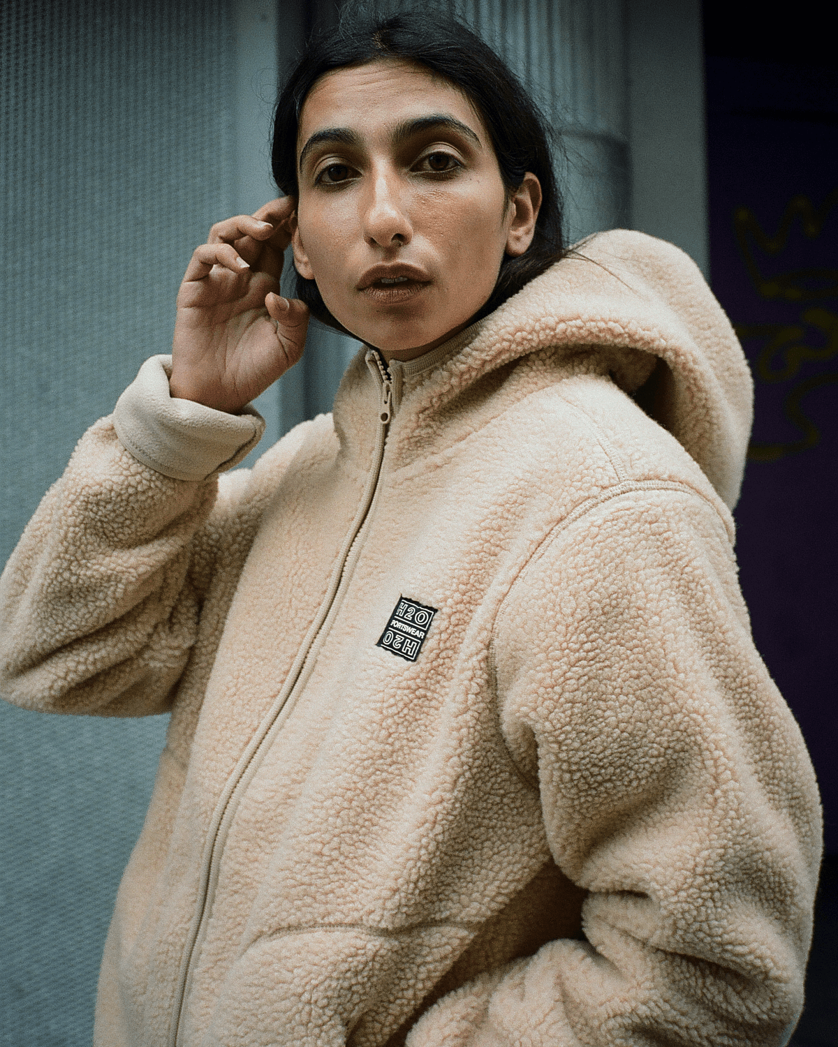 Langli Kapuzenpelzjacke - Beige