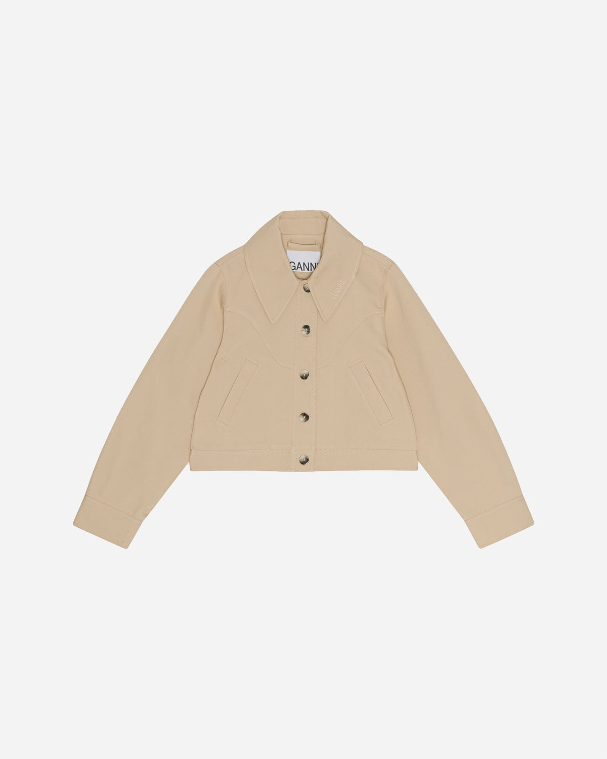 Heavy Twill Short Jacket - Pale Khaki - Ganni - Munkstore.dk