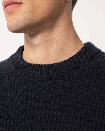 August Rib Wool Sweater - Navy