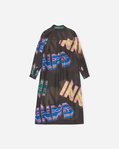 Sheer Voile Shirt Dress - Phantom - Ganni - Munkstore.dk