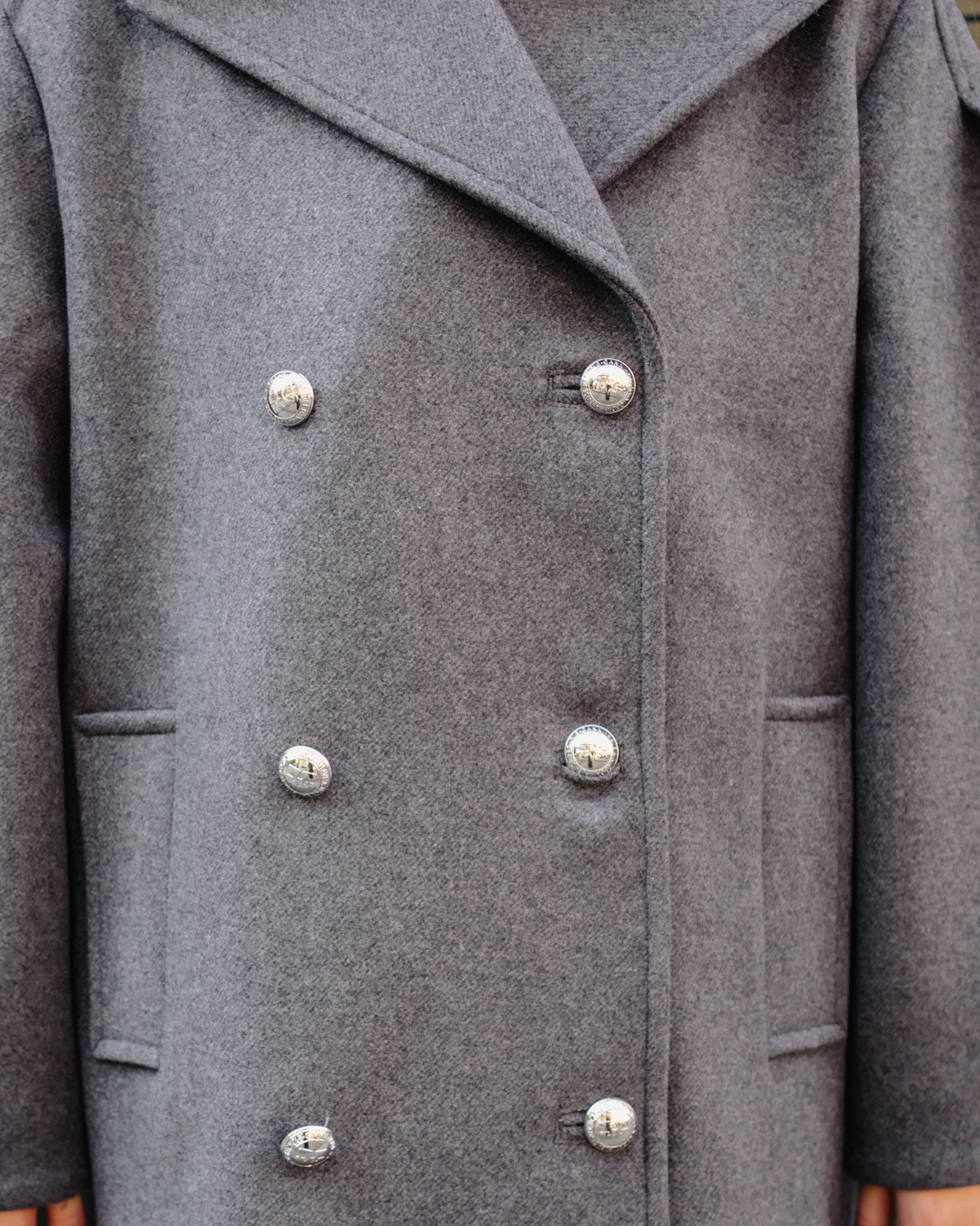 Peacoat Wool Midi Coat - Pewter