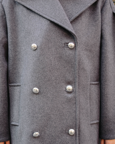Peacoat Wool Midi Coat - Pewter