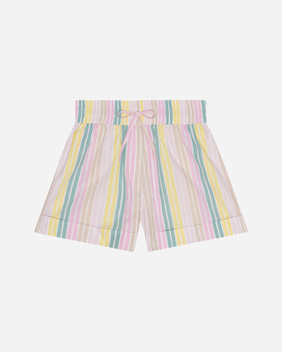 Stripe Cotton Elasticated Shorts - Multicolour - Ganni - Munkstore.dk