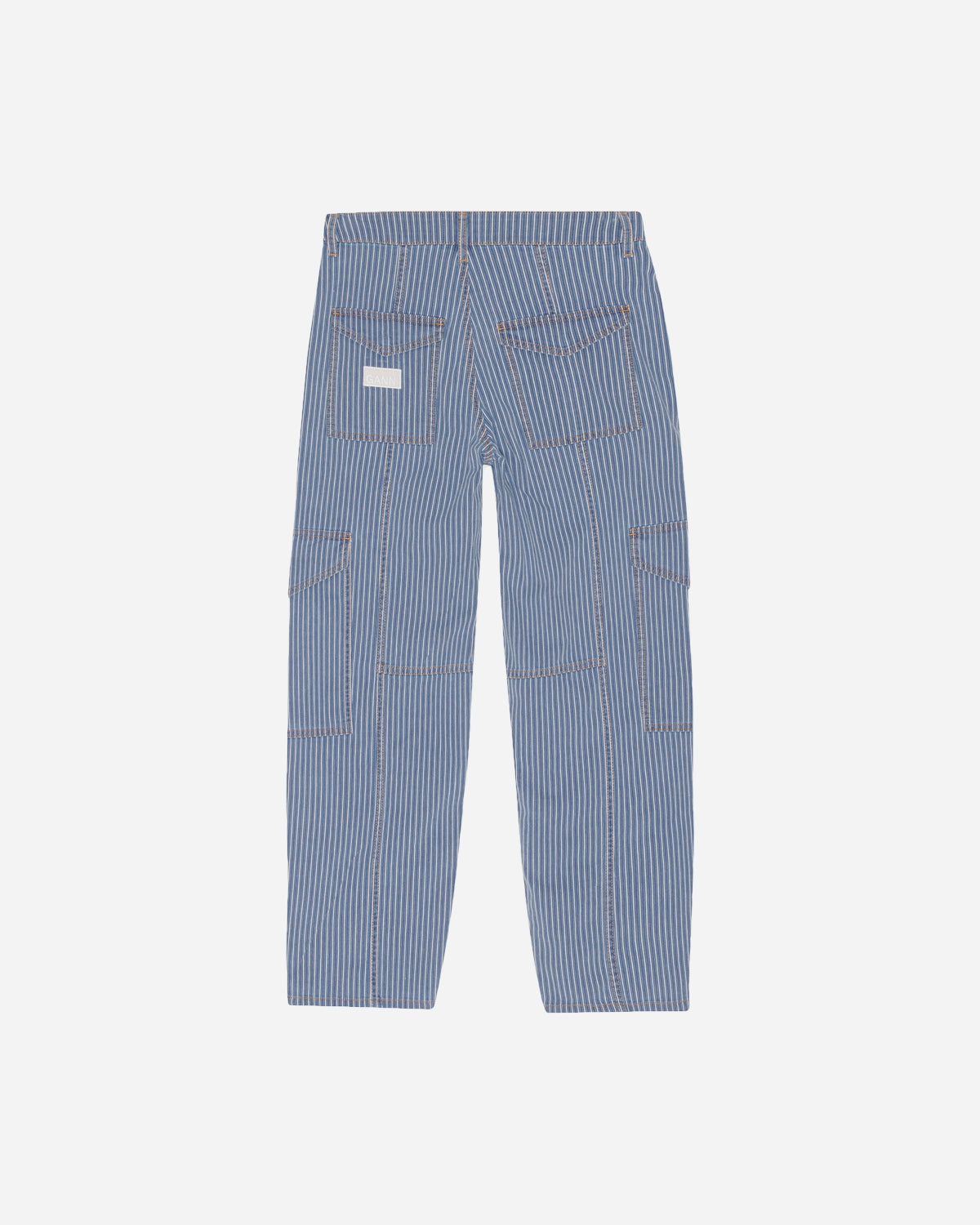 Light Stripe Denim Cargo Pants - Mid Blue Stone