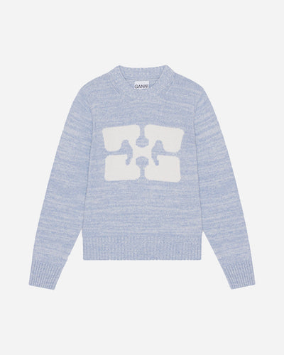 Graphic O-neck Pullover Butterfly - Ice Water