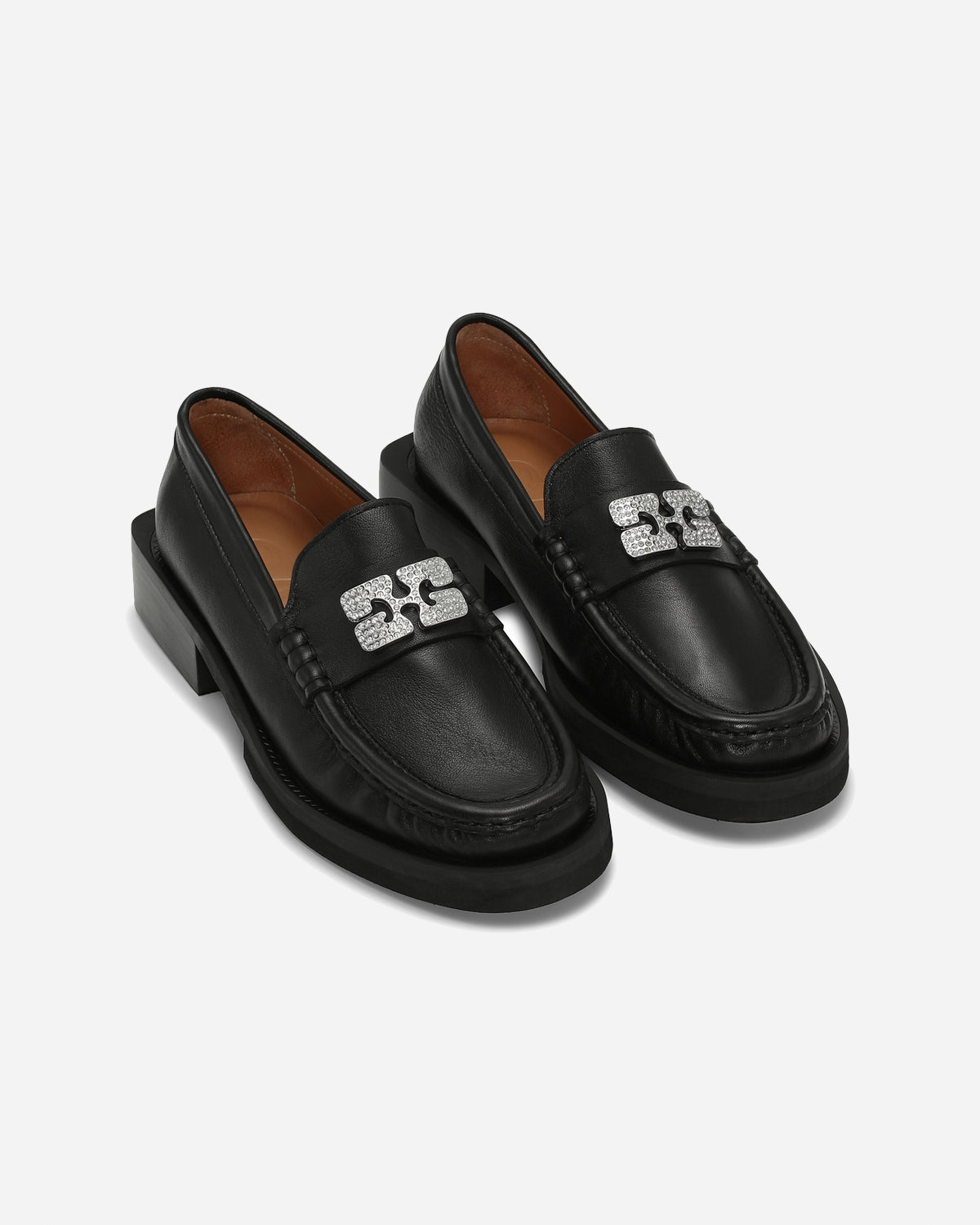 Rhinestone Logo Loafer - Black