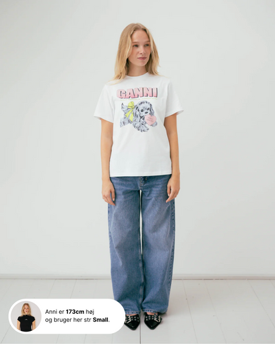 Basic Cotton Jersey Neon Puppy T-shirt - Bright White