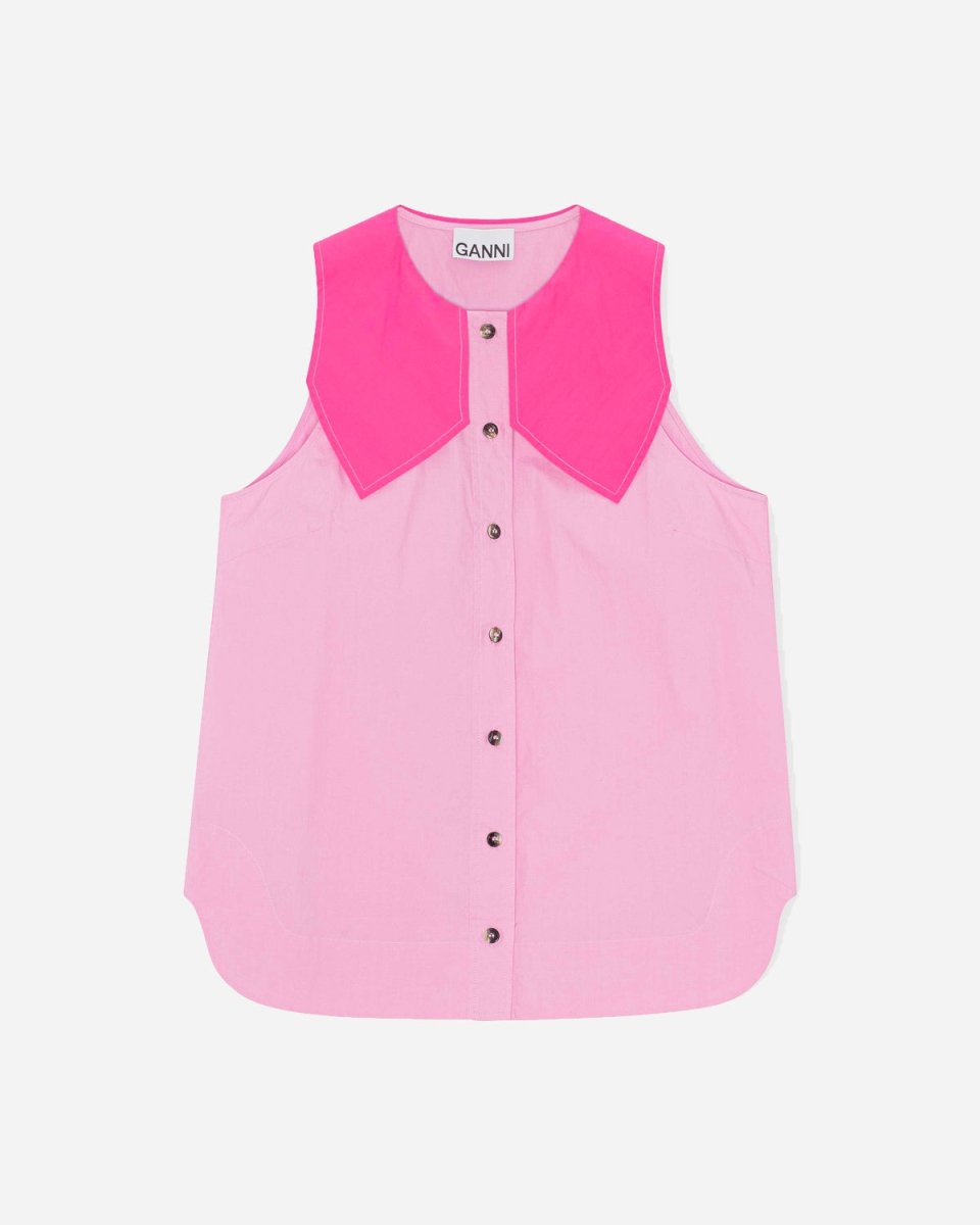 Block Cotton Sleeveless Shirt - Phlox Pink - Munk Store