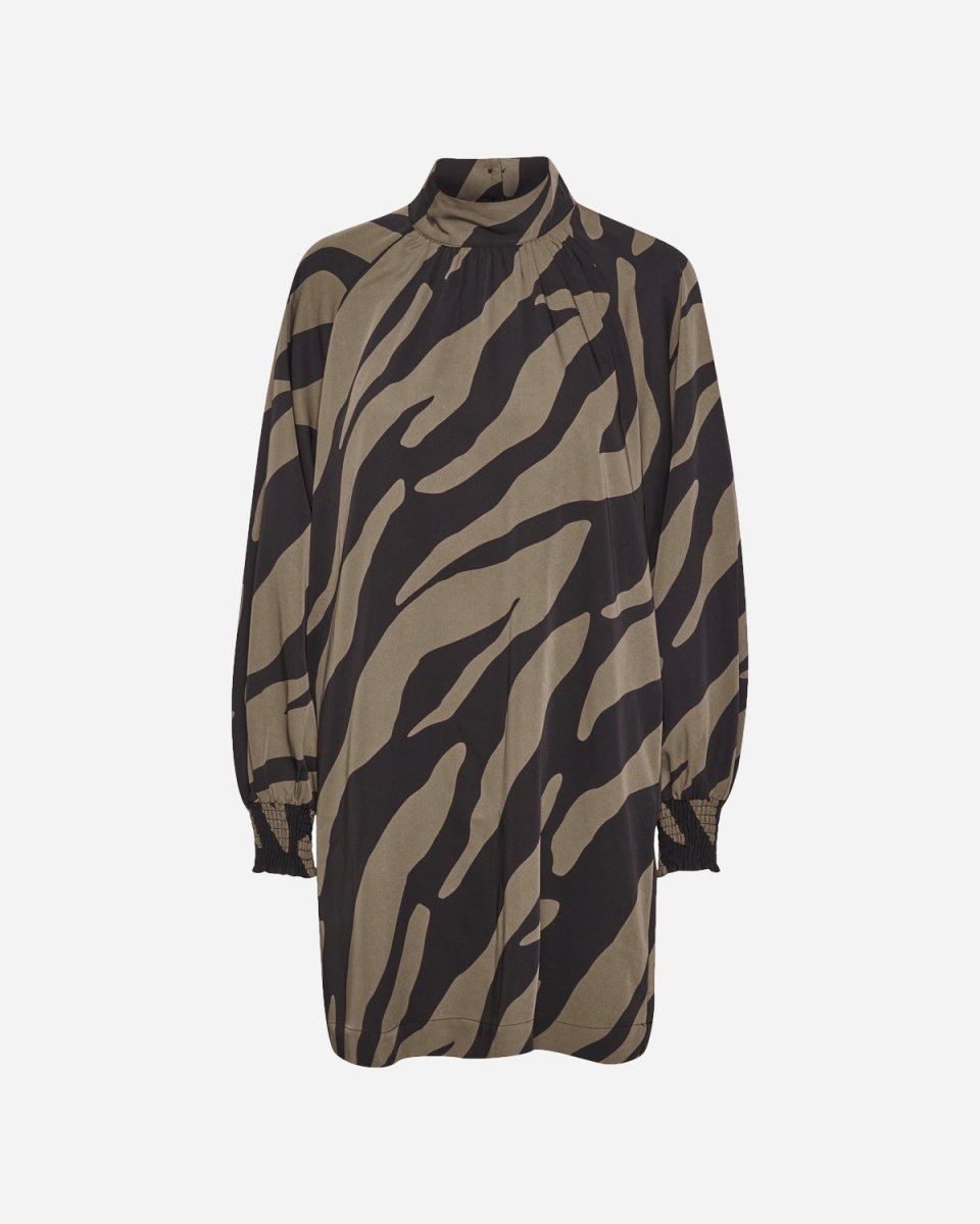 BothildeGZ LS Short Dress - Maxi Zebra Black/Walnut - Munk Store