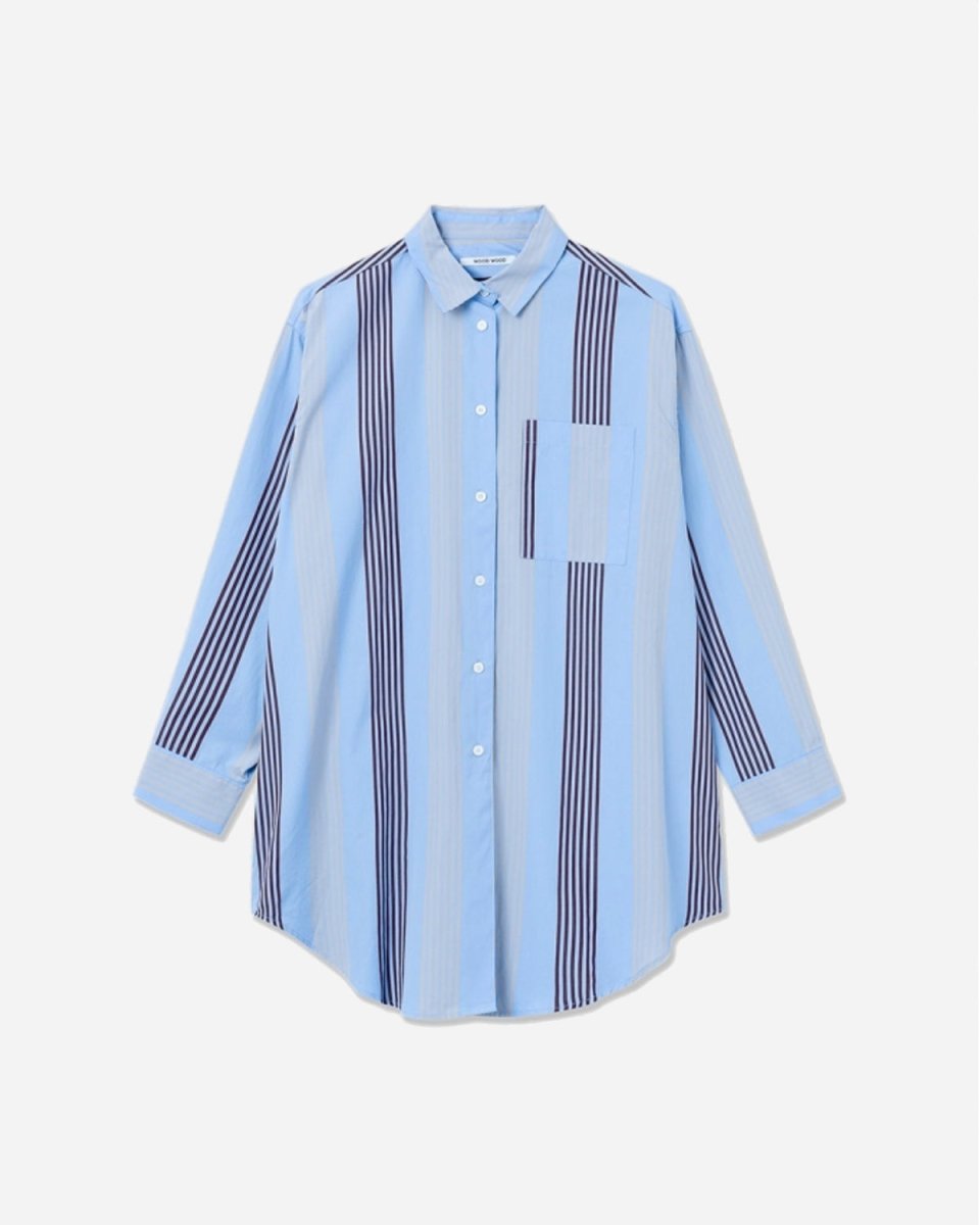 Charlene Poplin Stripe Shirt - Light Blue - Munk Store