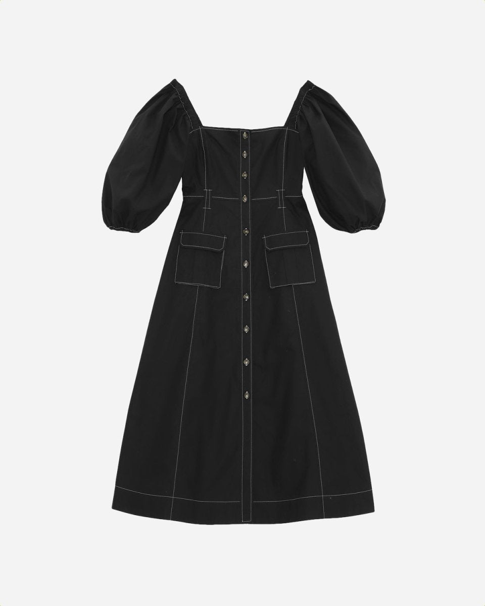 Cotton Poplin Dress - Black - Munk Store