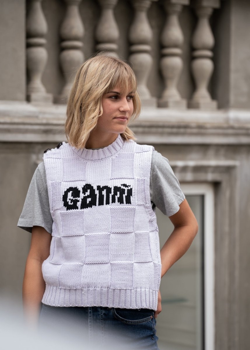 Cotton Rope Knit Vest Misty Lilac - Main Image