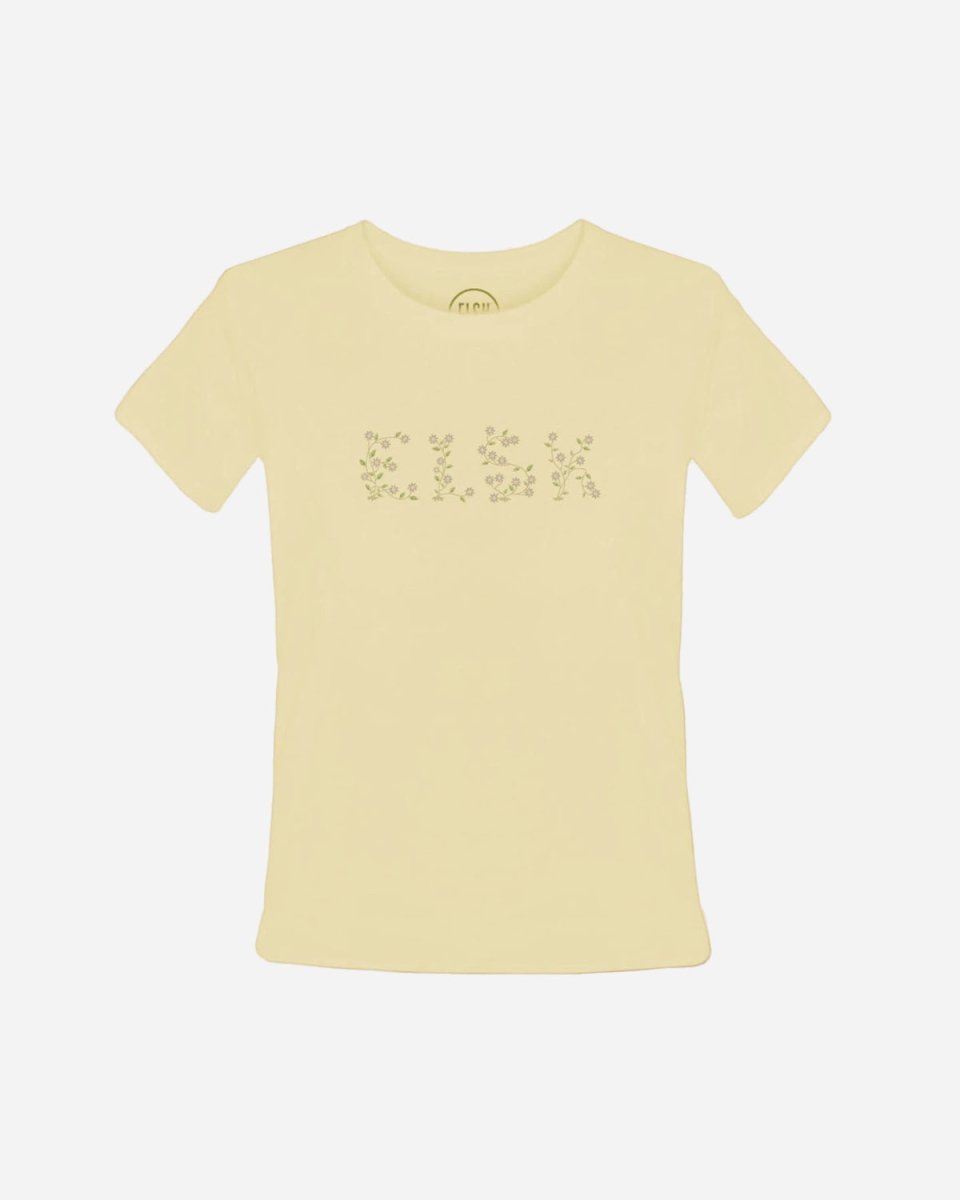 Elsk Floral Emb Ly Women's Tee - Pale Yellow - Munk Store