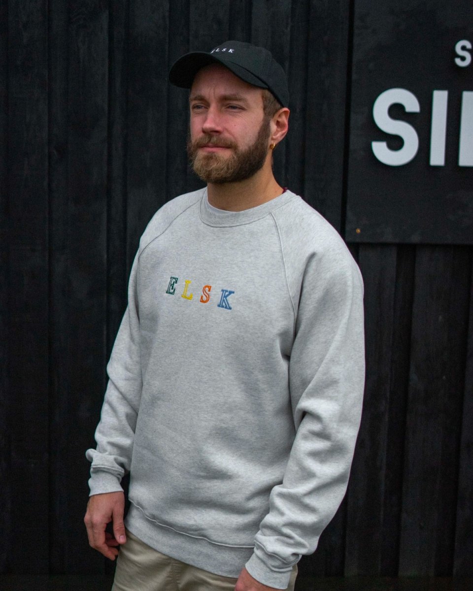 ELSK® PURE STROKE EMB TVÆRS MEN'S CREWNECK - SNOW MELANGE - Munk Store