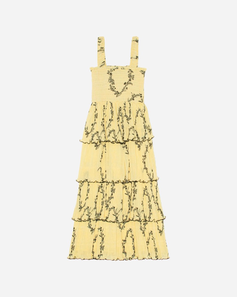 Flounce Smock Midi Dress - Floral Shadow Flan - Munk Store