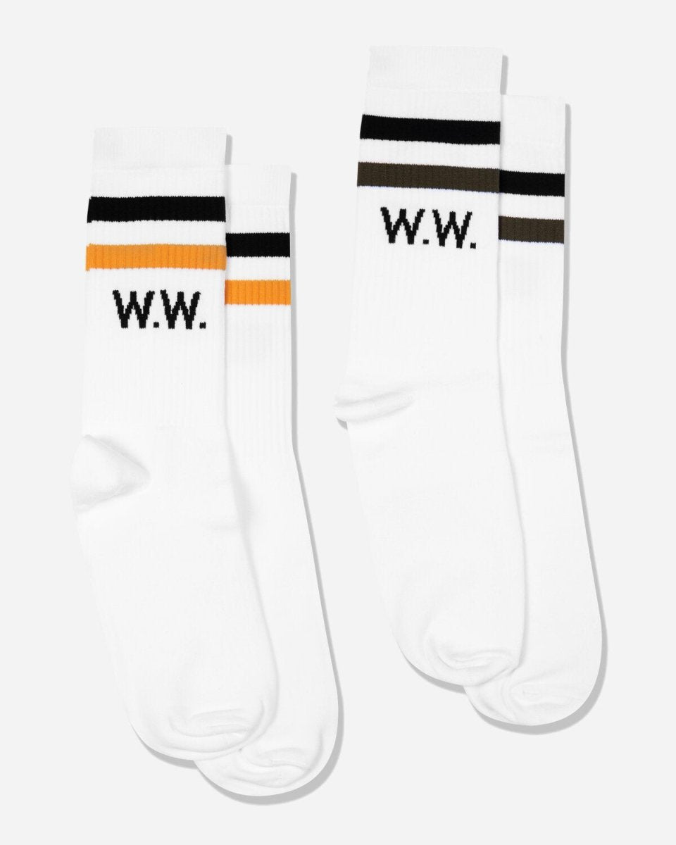 Gail 2-pack Socks - White Stripes - Munk Store