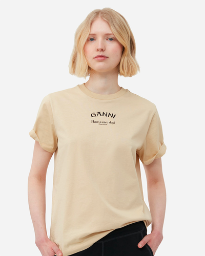 Basic Jersey Ganni Relaxed T-shirt - Pale Khaki