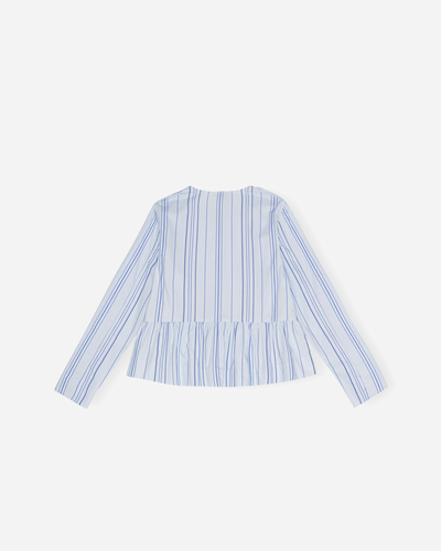 Twill Stripe Peplum Blouse - Heather