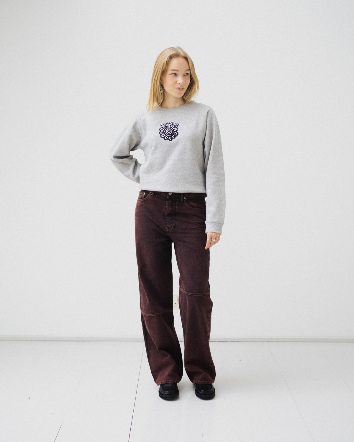 Isoli Raglan Solid Sweatshirt - Paloma Melange