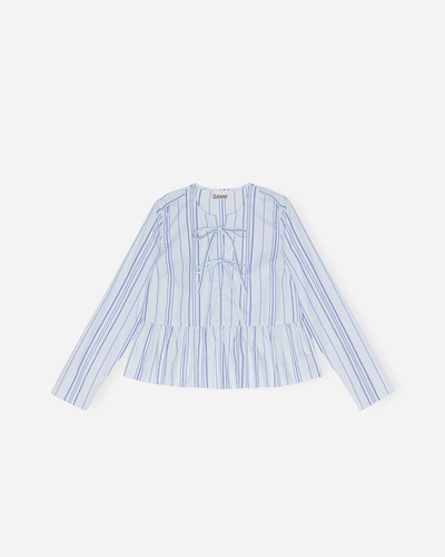 Twill Stripe Peplum Blouse - Heather