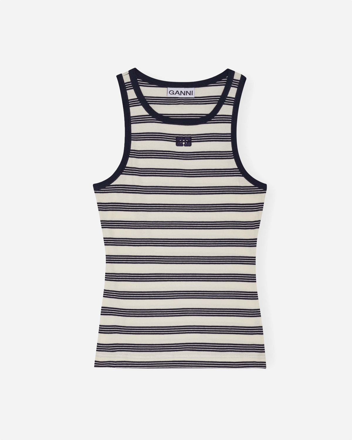 Striped Soft Cotton Rib Tank Top - Sky Captain