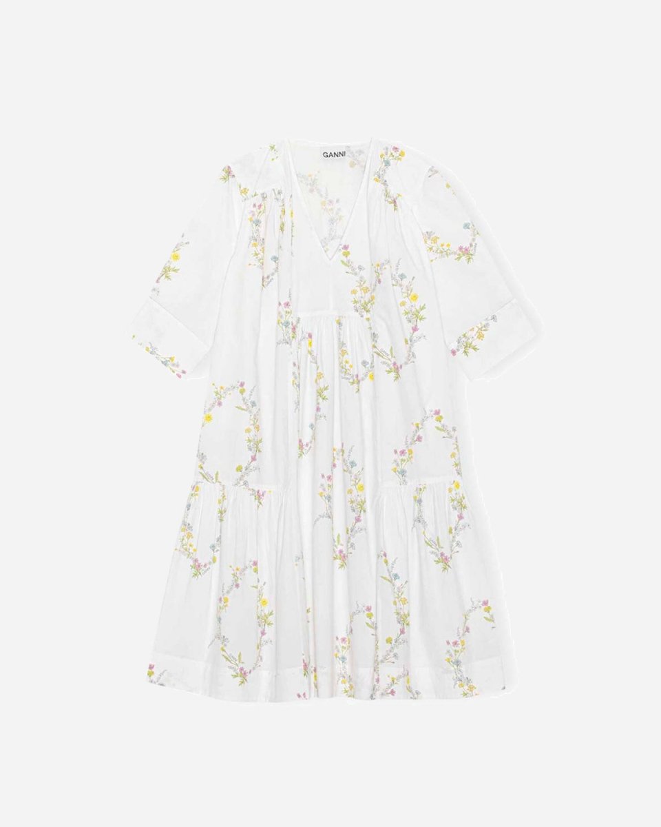 Gathered Panel V-neck Dress - Bright White - Munk Store
