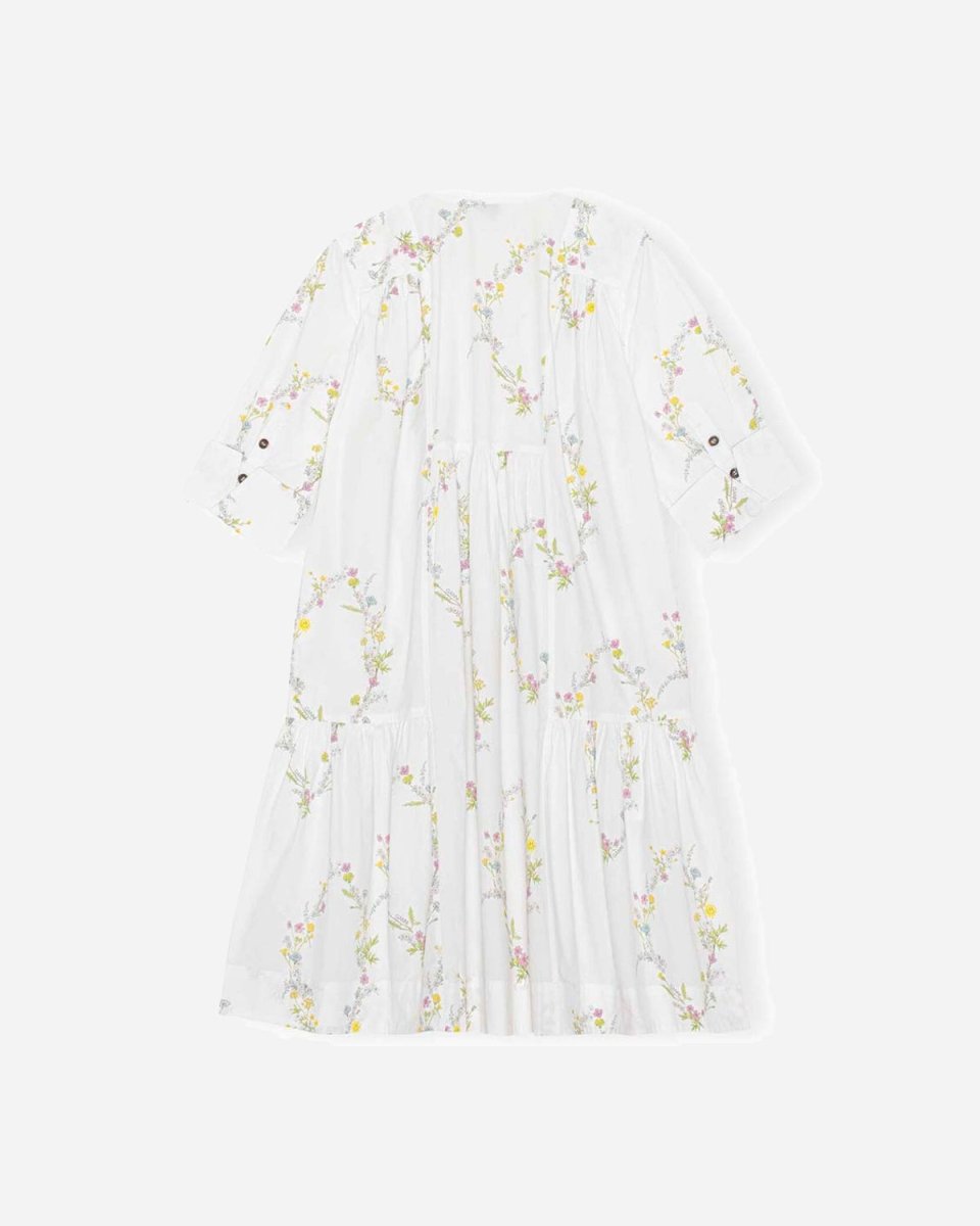 Gathered Panel V-neck Dress - Bright White - Munk Store