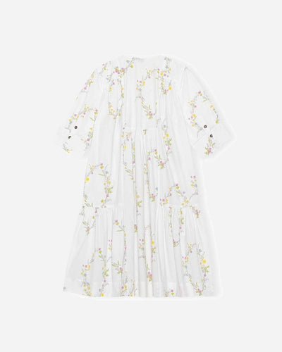 Gathered Panel V-neck Dress - Bright White - Munk Store