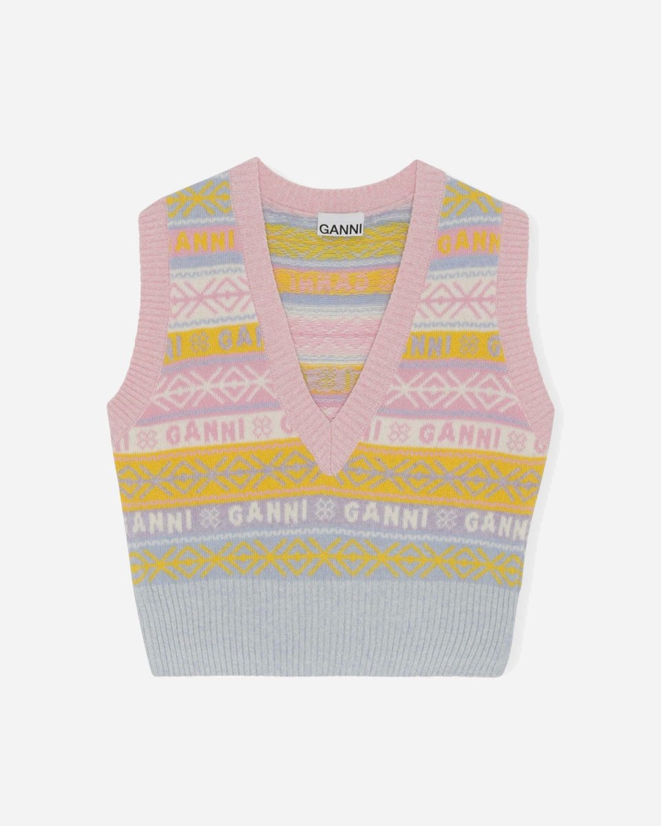 Graphic V-neck Vest - Multicolour - Munk Store