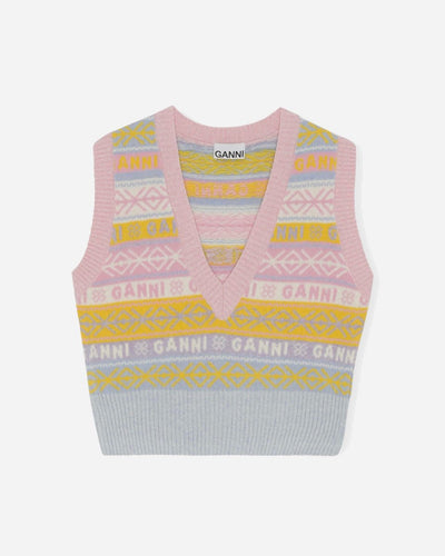 Graphic V-neck Vest - Multicolour - Munk Store