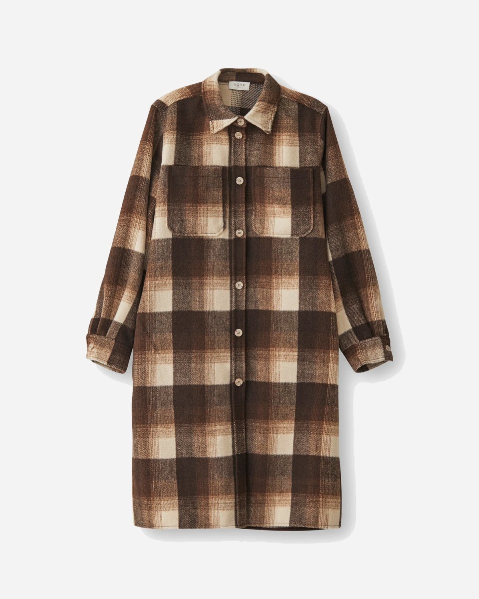 Helia Long Check Shirt - Brown Check - Munk Store