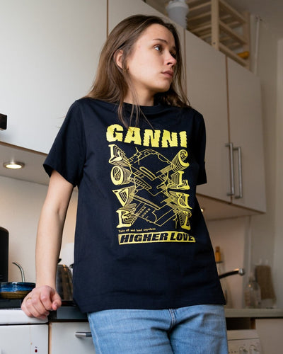Love Print O-neck Relaxed T-shirt - Phantom - Munk Store