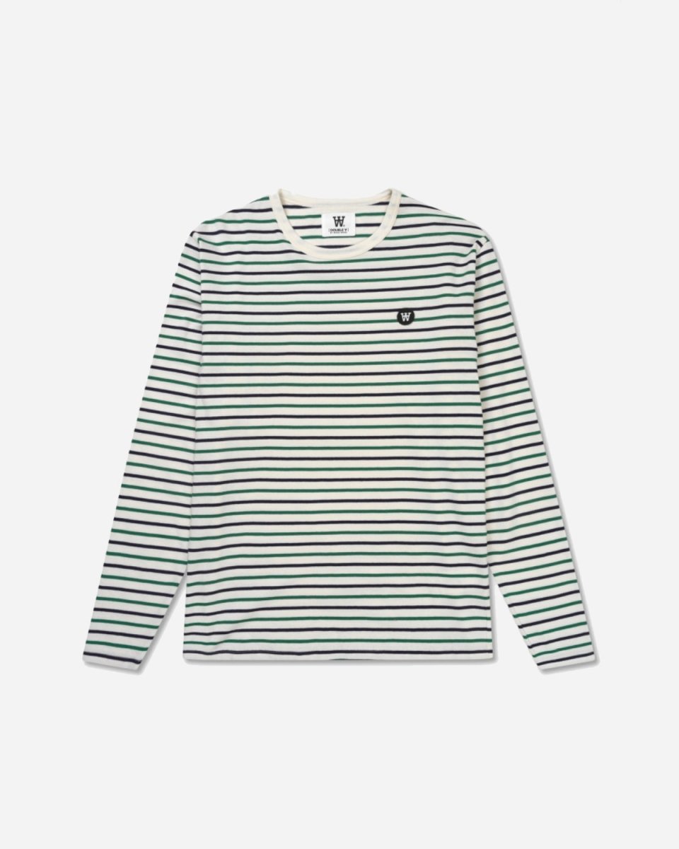 Mel Stripe LS T-shirt - Off White/Green Stripes - Munk Store