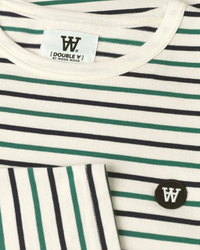 Mel Stripe LS T-shirt - Off White/Green Stripes - Munk Store