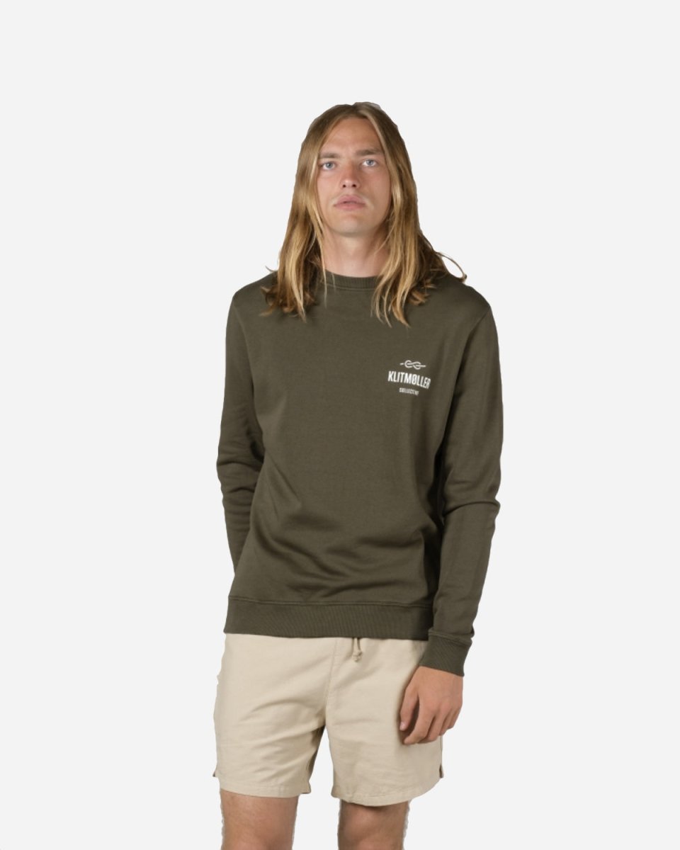 Mens Small Logo Crew - Olive - Munk Store