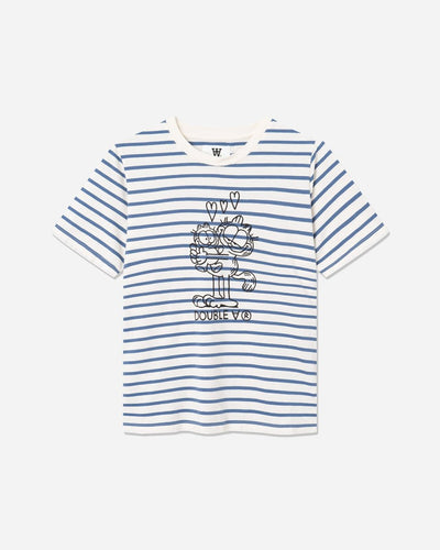 Mia T-shirt In Love - Off White/Blue Stripes - Munk Store