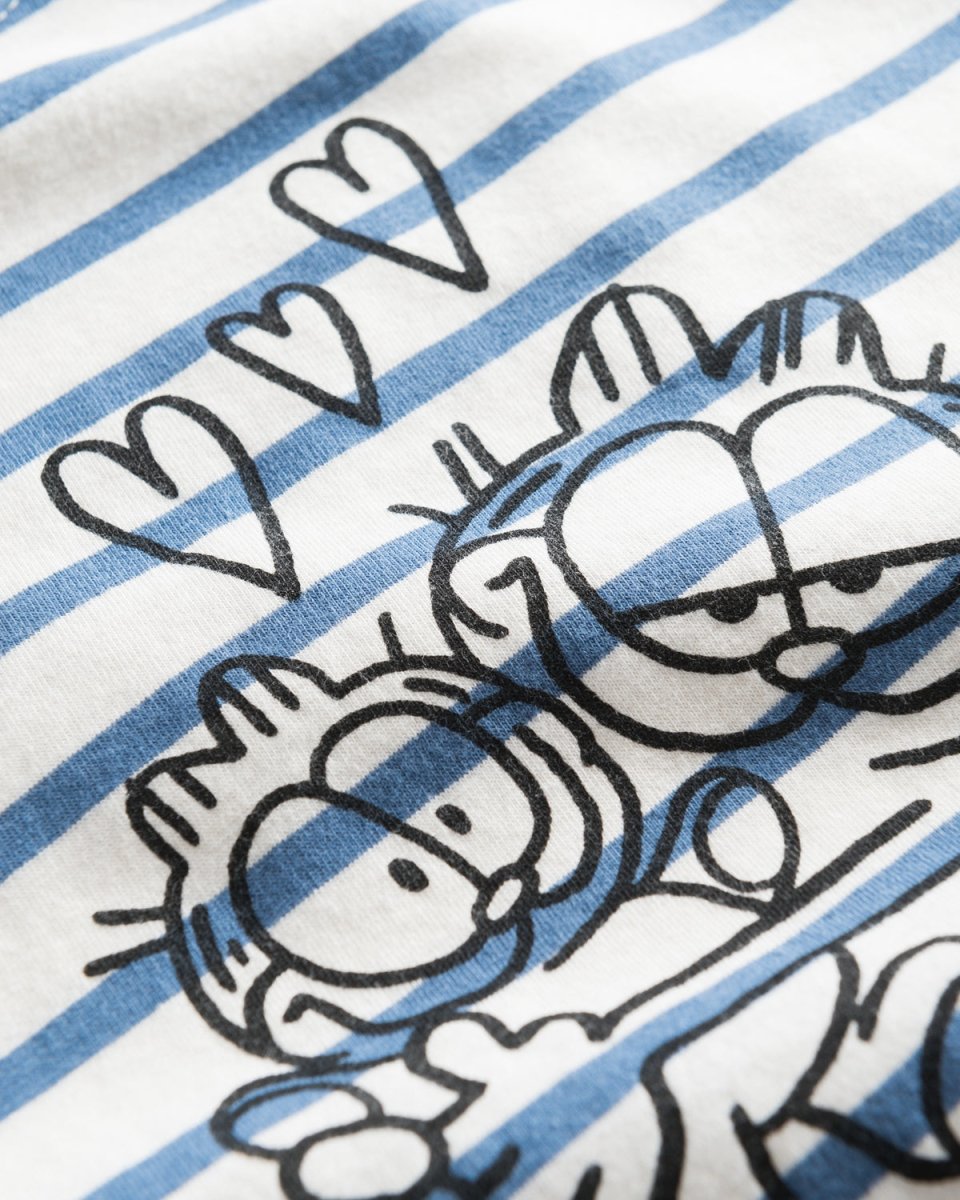 Mia T-shirt In Love - Off White/Blue Stripes - Munk Store