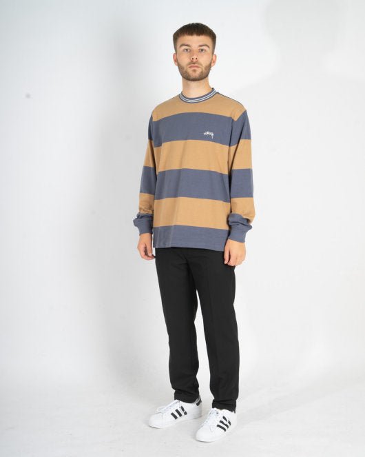 Moore Stripe LS Crew - Navy - Munk Store