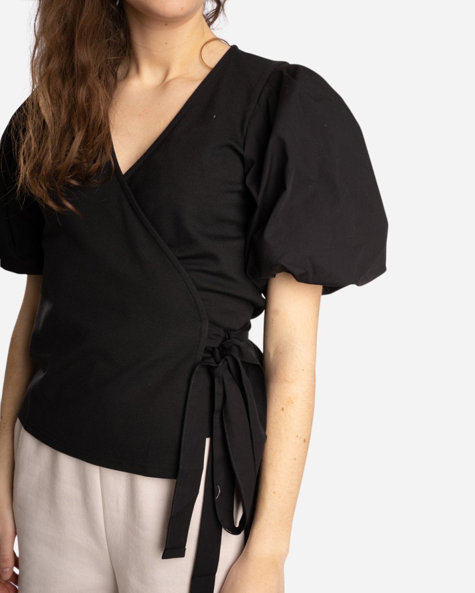 Nema Wrap Blouse - Black - Munk Store