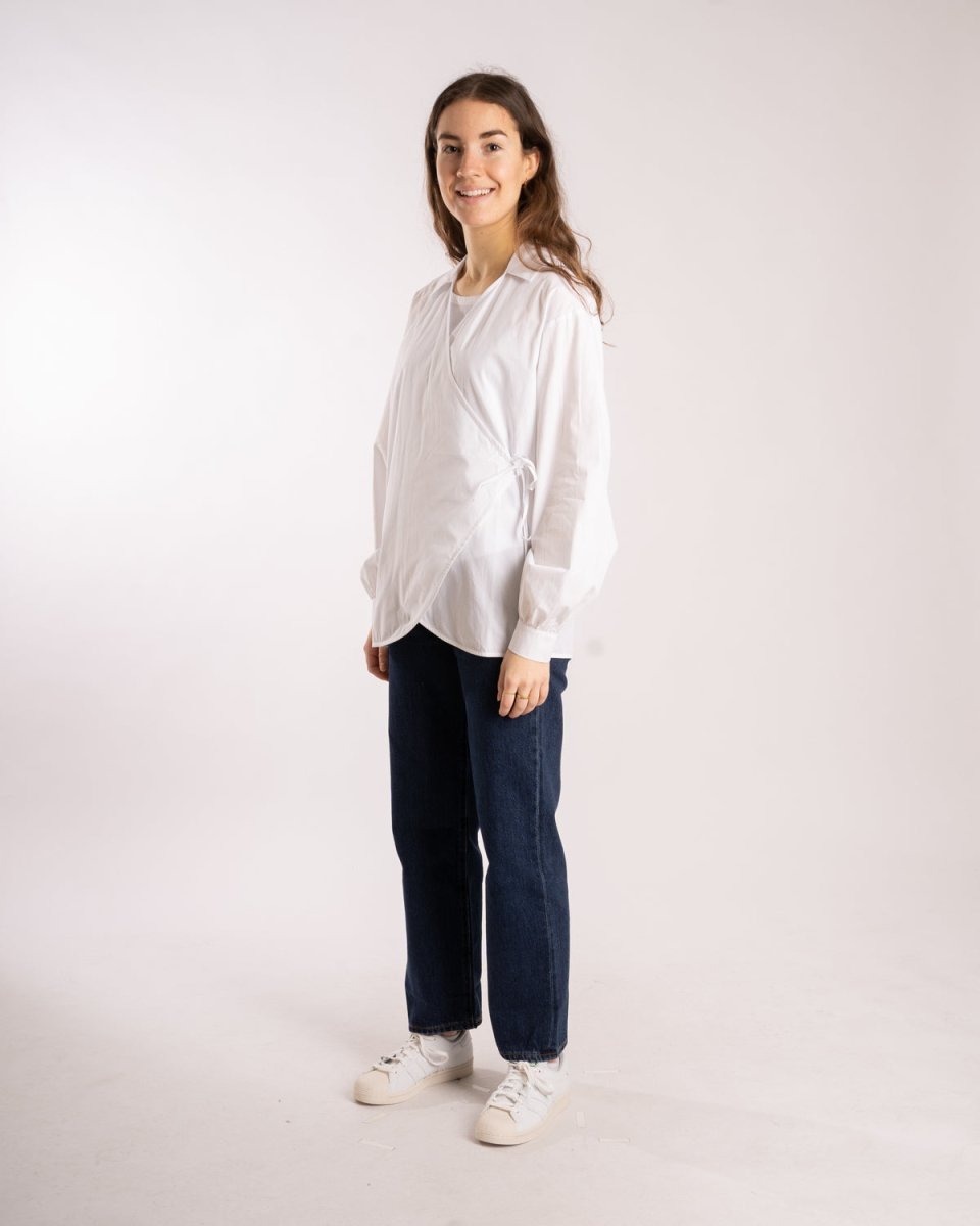 Oversized Overlap Blouse - White - Munk Store