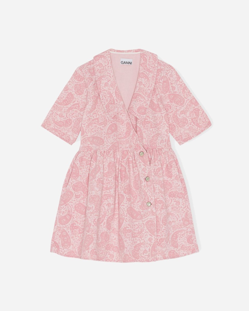 Print Denim Mini Dress - Paisley Shrinking Violet - Munk Store