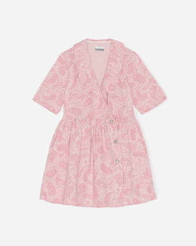 Print Denim Mini Dress - Paisley Shrinking Violet - Munk Store