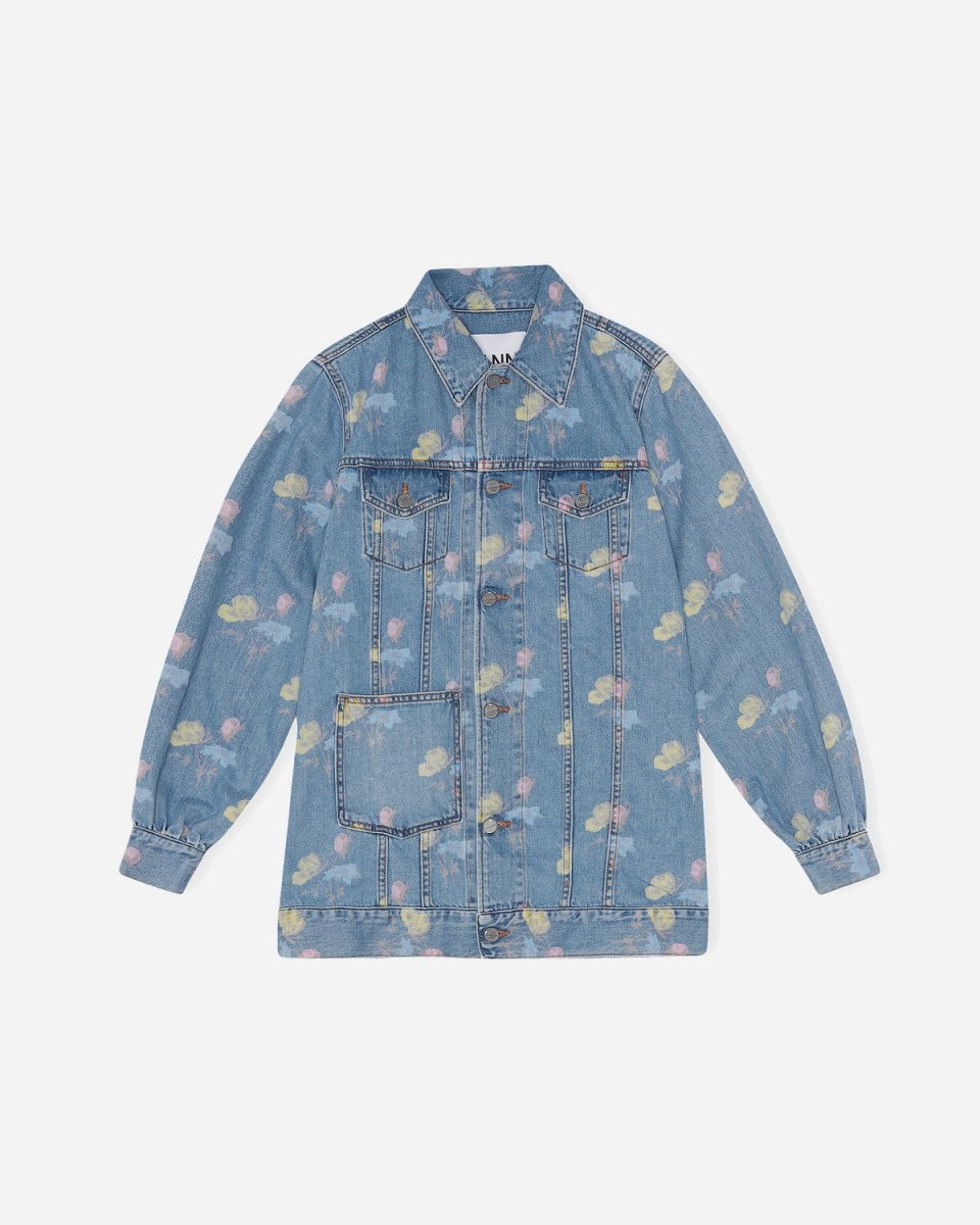 Print Indigo Oversized Jacket - Bleach Blue - Munk Store