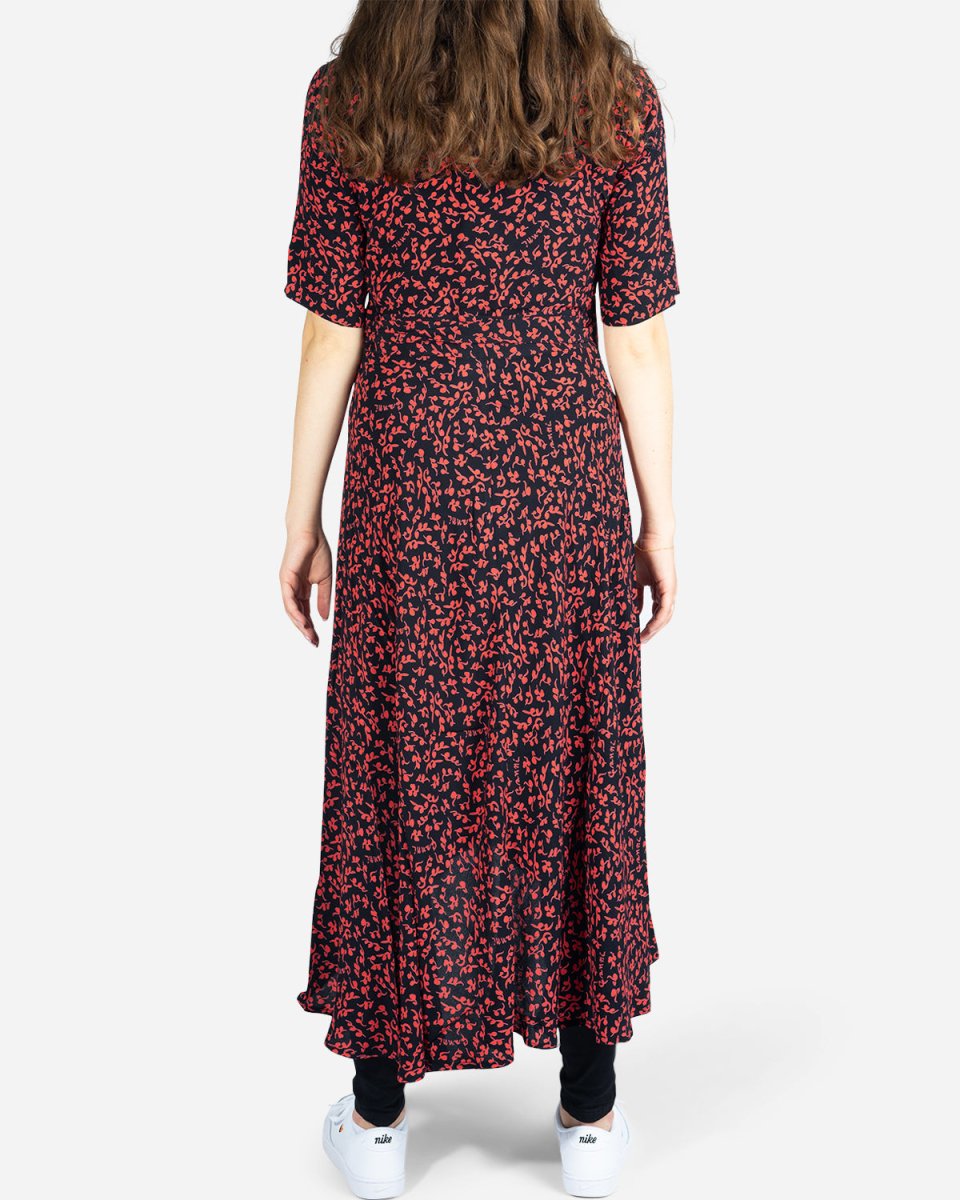 Printed Crepe Wrap Dress - Black - Munk Store